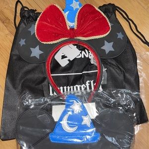 Disney Fantasia Sorcerer Mickey Mouse Wallet and Ears Headband NEW
